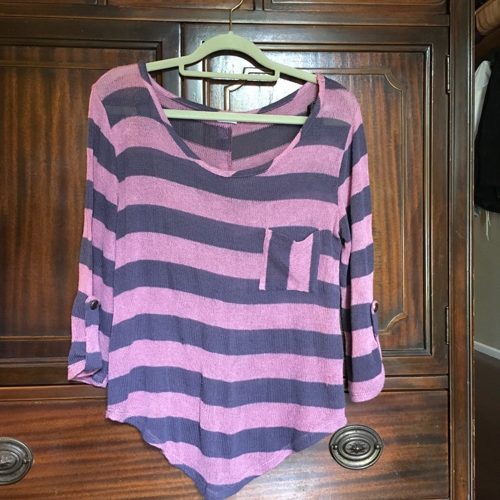 Charming Charlie Pink and Grey Sweater